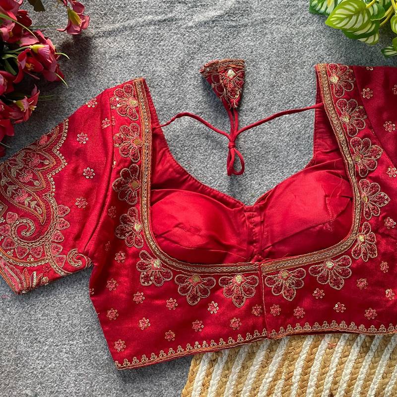 Maroon silk blouse for women plain saree blouse