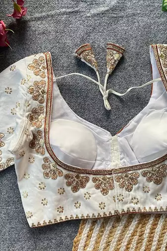 White silk blouse for women designer saree blouse
