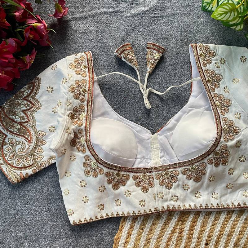 White silk blouse for women designer saree blouse