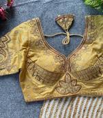 Beige silk blouse for women embroidery saree blouse