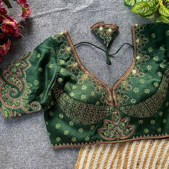 Green silk blouse for women zari saree blouse 1