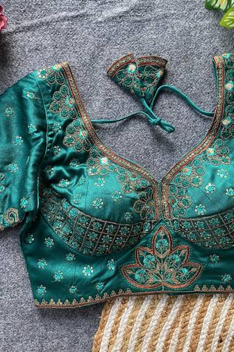 Sky blue silk blouse for women printed saree blouse