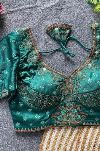 Sky blue silk blouse for women printed saree blouse