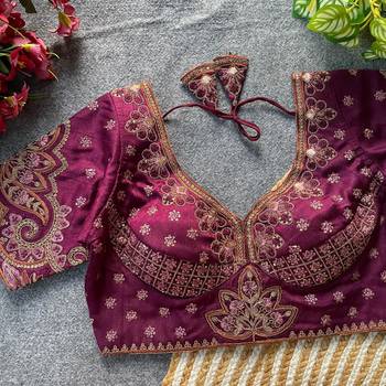 Maroon silk blouse for women stylish saree blouse 1