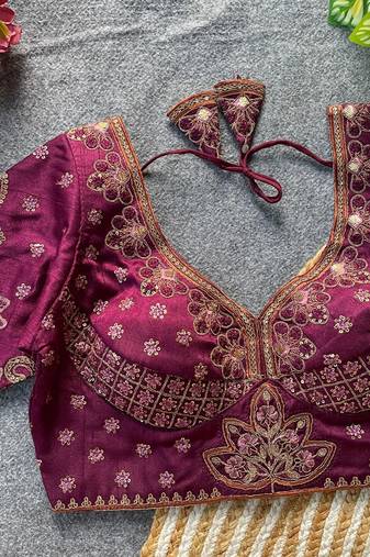 Maroon silk blouse for women stylish saree blouse
