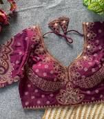 Maroon silk blouse for women stylish saree blouse