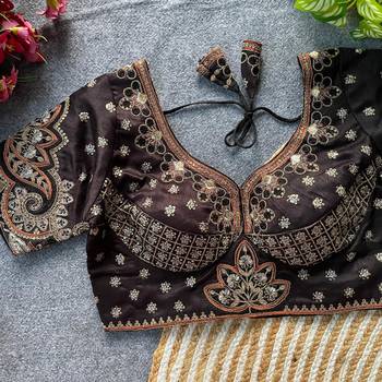 Black silk blouse for women fancy saree blouse 1