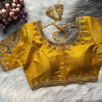 Yellow silk blouse for women elegant saree blouse 1
