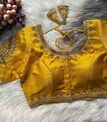 Yellow silk blouse for women elegant saree blouse