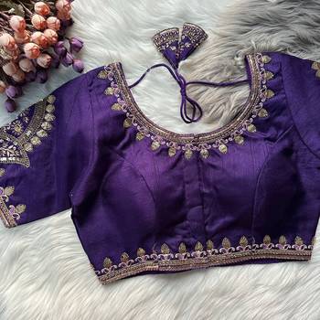 Purple silk blouse for women festive saree blouse 1