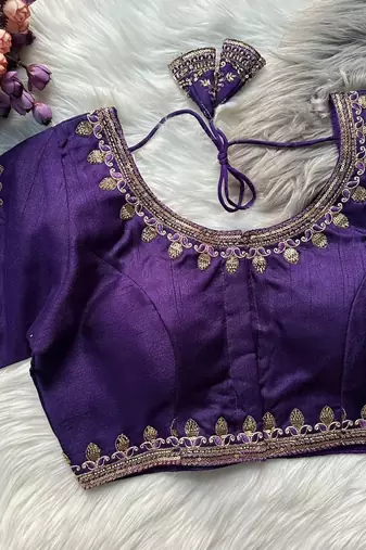 Purple silk blouse for women festive saree blouse