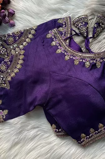 Purple silk blouse for women festive saree blouse