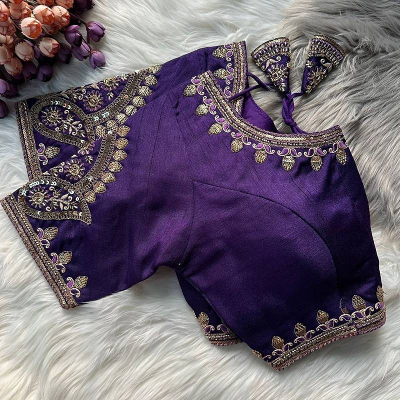 Purple silk blouse for women festive saree blouse