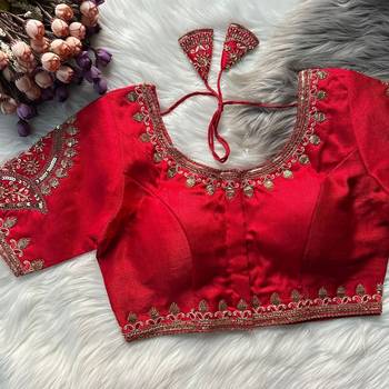 Red silk blouse for women traditional saree blouse 1