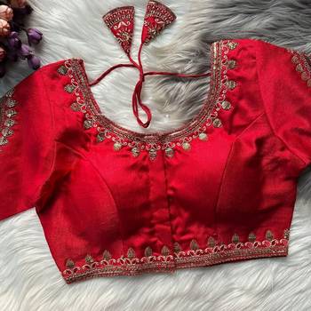 Red silk blouse for women traditional saree blouse 2