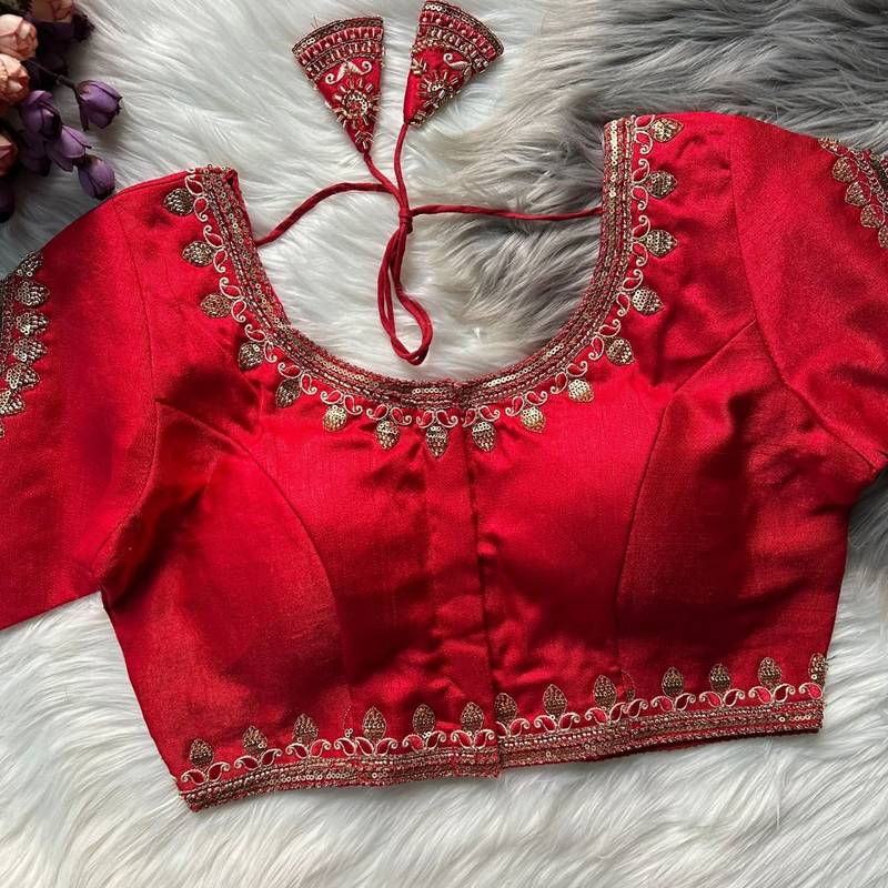 Red silk blouse for women traditional saree blouse