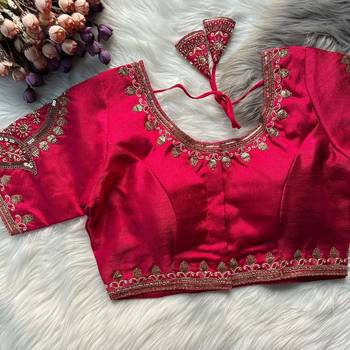 Pink silk blouse for women plain saree blouse 1