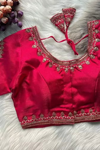 Pink silk blouse for women plain saree blouse