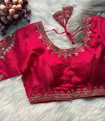 Pink silk blouse for women plain saree blouse