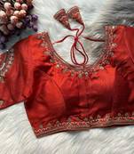 Orange silk blouse for women designer saree blouse