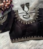 Black silk blouse for women embroidery saree blouse