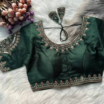 Dark green silk blouse for women zari saree blouse 1