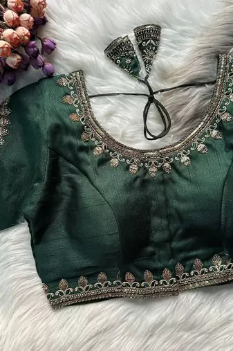 Dark green silk blouse for women zari saree blouse