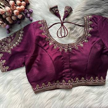 Wine silk blouse for women sequence saree blouse 1