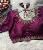 Wine silk blouse for women sequence saree blouse