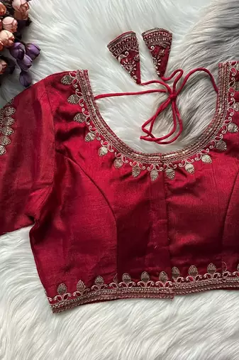 Maroon silk blouse for women printed saree blouse