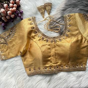 Beige silk blouse for women stylish saree blouse 1