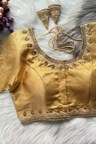 Beige silk blouse for women stylish saree blouse