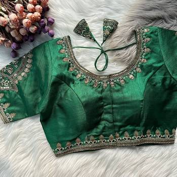 Green silk blouse for women fancy saree blouse 1