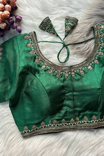 Green silk blouse for women fancy saree blouse