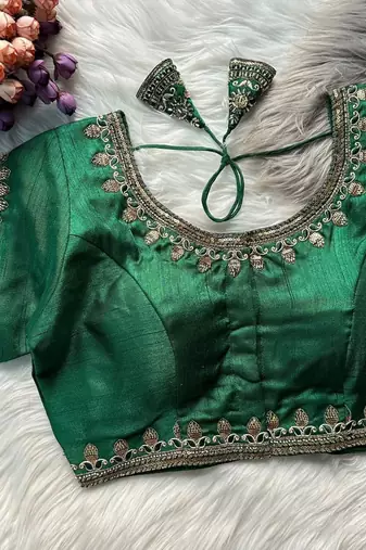 Green silk blouse for women fancy saree blouse