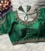 Green silk blouse for women fancy saree blouse