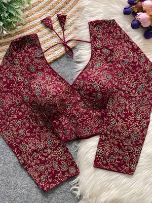 Maroon cotton blouse for women festive saree blouse 1