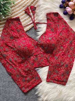 Red cotton blouse for women traditional saree blouse 1