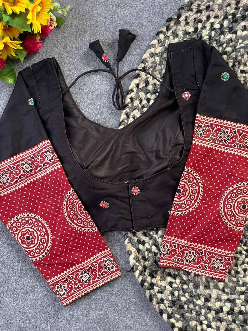 Black cotton blouse for women designer saree blouse