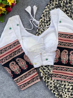 White cotton blouse for women embroidery saree blouse 1