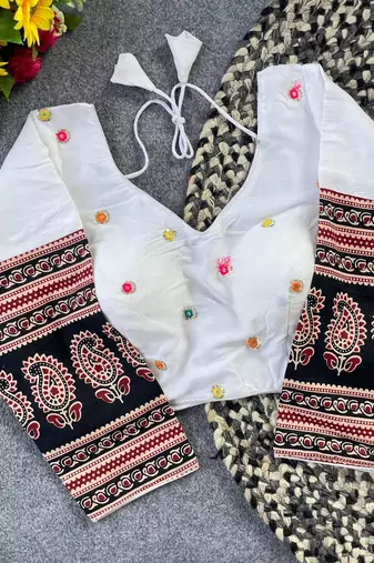 White cotton blouse for women embroidery saree blouse