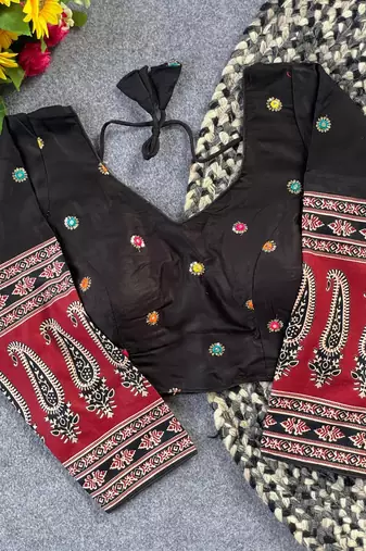 Black cotton blouse for women zari saree blouse