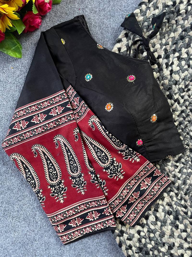 Black cotton blouse for women zari saree blouse