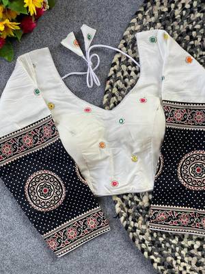 White cotton blouse for women sequence saree blouse 1