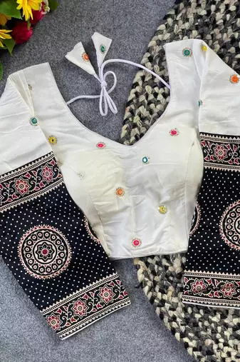 White cotton blouse for women sequence saree blouse