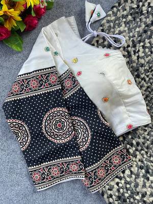 White cotton blouse for women sequence saree blouse 2