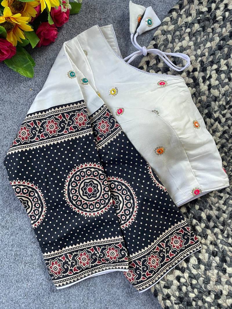 White cotton blouse for women sequence saree blouse