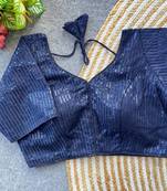 Navy blue georgette blouse for women thread saree blouse