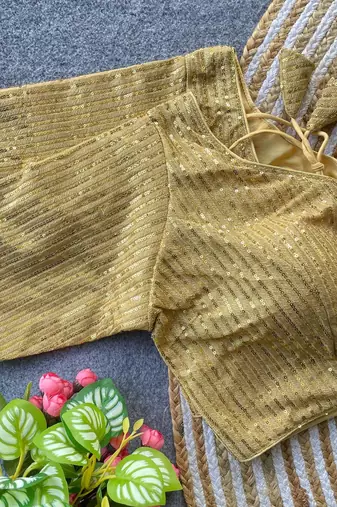 Yellow georgette blouse for women fancy saree blouse