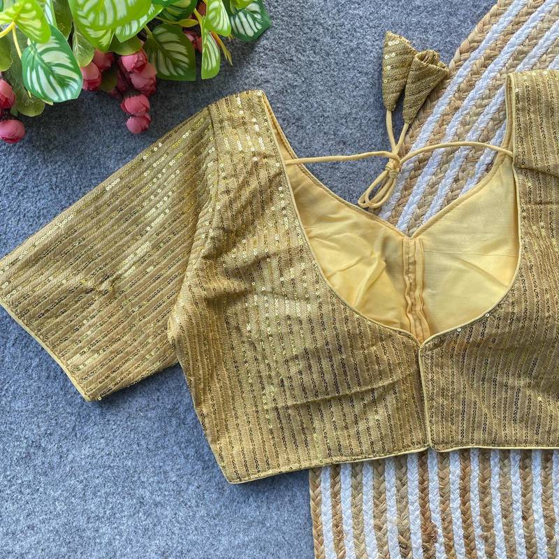 Yellow georgette blouse for women fancy saree blouse